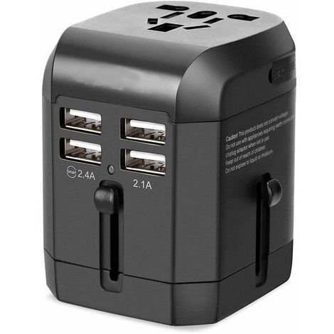 BUNTHAUS Adaptateur secteur universel mondial Universel USB Chargeur mural de l'adaptateur secteur de voyage CA Coup de téléphone portable Portable Quad 3.5A Port de charge intelligent Prise de voyage