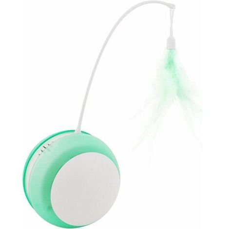 BUNTHAUS Jouet Gobelet Chat Jouet électrique pour Chat avec Boule Anti-Chute LED Plume, Canne à pêche à Roulement Automatique pour Chat Drôle Fournitures pour Animaux Vert (1/5)