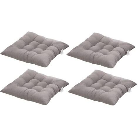 BUNTHAUS 4 Coussins de Chaises Carrés 40x40 Coussins de Siège Décoration Maison Coussin Mat Matelassée,Confortable et coloré - Idéal pour intérieur et extérieur (4 Gris) NPTERBL