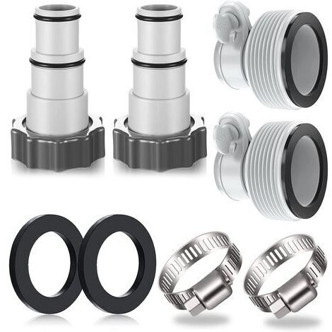 BUNTHAUS Lot de 4 adaptateurs tuyau piscine Ø 32/38 mm – Connecteurs pour pompe et valve à piston – Plastique résistant à la corrosion