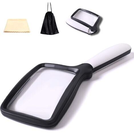 BUNTHAUS Loupe de lecture pliable avec lumière 5 LED grossissement 3 x avec 2 modes de gradation idéal pour lire de petites impressions, livres, faible vision, lire facilement la nuit (1/5)