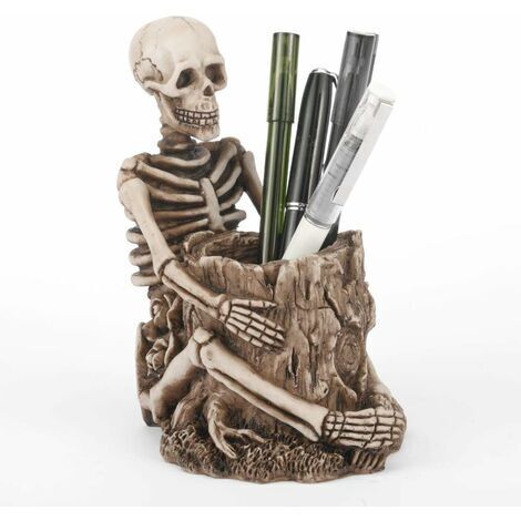 BUNTHAUS Porte-stylo tête de mort crâne Papeterie Porte-Crayons Porte-pinceau de maquillage Titulaire Organisateur de Stockage de Bureau décoration Boîte De Conteneur de Rangement porte-clés Squelette (1/5)