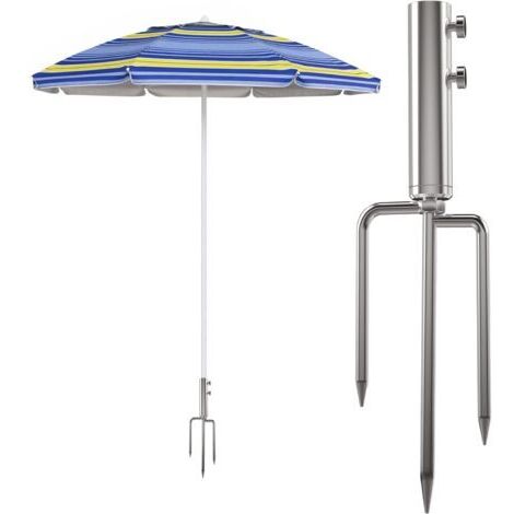 BUNTHAUS Support de Parasol avec Ancrage au Sol, Support de Parasol Amovible pour Pêche, Jardin, Plage (Argenté) (1/5)