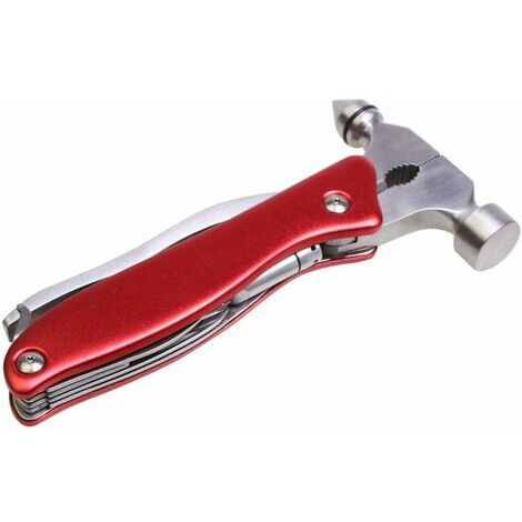 BUNTHAUS Marteau De Sécurité De Voiture en Acier Inoxydable Multi-Outils, Kit D'outils Multifonctionnels Portables pour Outil D'évacuation d'urgence De Voiture, Camping, Ménage,Rouge (1/5)