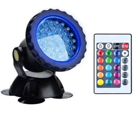 BUNTHAUS RGB Projecteur Aquarium,sous-Marine Eclairage Submersible pour Poisson, LED étanche IP68 Lampe Angle Réglable Lumière avec Télécommande pour Jardin Pond Piscine Fontaine (1 Pack) [Classe éner