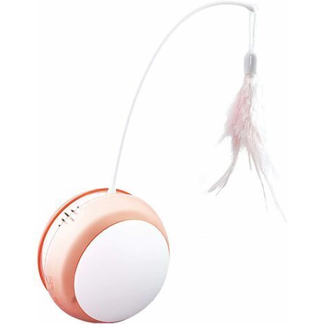 BUNTHAUS Jouet Gobelet Chat Jouet électrique pour Chat avec Boule Anti-Chute LED Plume, Canne à pêche à Roulement Automatique pour Chat Drôle Fournitures pour Animaux Rose (1/5)