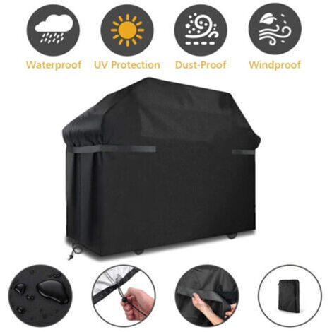 BUNTHAUS Housses de barbecue Housse de barbecue étanche Coupe-vent, indéchirable Housse de barbecue avec sangles et sac de rangement (145 x 61 x 117 cm) (1/5)