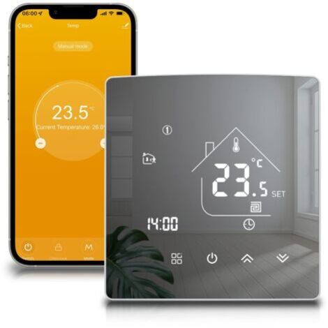BUNTHAUS AIMOONSA Thermostat Intelligent Thermostat de Chauffage Thermostat d'ambiance Thermostat WiFi Thermostat Mural Intelligent pour Chauffage par Le Sol électrique Compatible avec Alexa, Google H