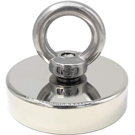 BUNTHAUS aimant néodyme 140 kg force diamètre 60 mm, aimants avec anneaux de levage puissant pour l'industrie et la science, pêche magnétique-AIMOONSA