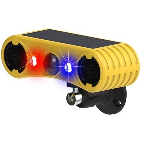 BUNTHAUS Alarme de détecteur de Mouvement Solaire extérieur - Alarme sonore de Coup de feu d'aboiement de Chien, 2 129 DB de Puissance, 4 Modes, lumière Rouge et Bleue (1 Pack) (1/5)