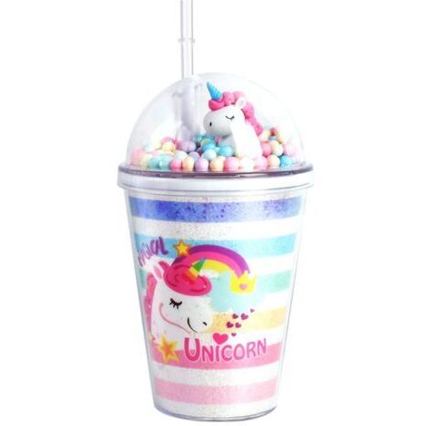 BUNTHAUS Gobelets Réutilisables Paille, Gobelet Plastique Motif Kawaii scintillante Licornes Bouteille d'Eau Durable Tasse à Double Paroi pour Jus, Boissons, Café (380ml) (1/5)