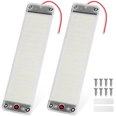 BUNTHAUS 12V Barre de Lumières Intérieure à LED Lampe Eclairage Voiture Lumineuse avec Interrupteur pour 12V-85V Bateau Van Camping Camion 2 Pièces