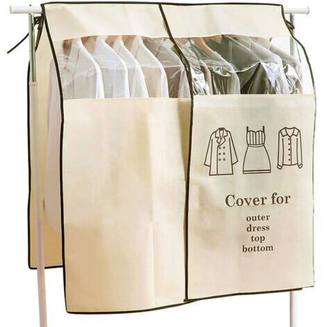 BUNTHAUS Housse Protège Housses de Vêtements 90 × 110cm Beige Housse de Anti-Poussière Protection Portant Universelle Garment Covers