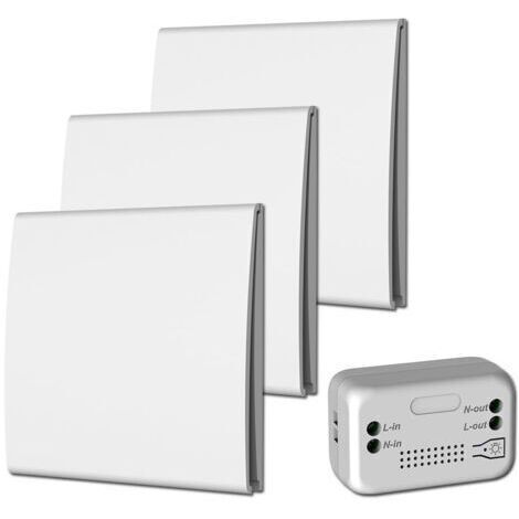 BUNTHAUS Aimoonsa – Interrupteur sans fil à énergie mécanique – Contrôle sans câblage ni piles – Portée jusqu'à 200 m – Récepteur 10A 2200W compact