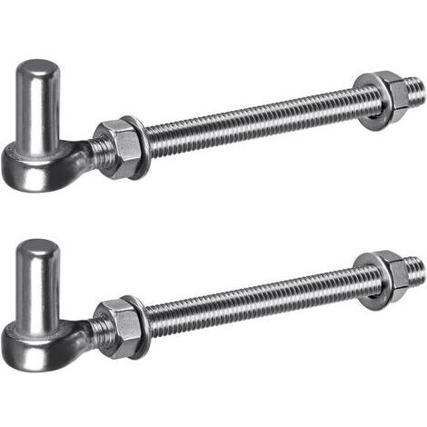 BUNTHAUS Charnière de Portail M12, 2pcs Quincaillerie à œillet de Champ Robuste 16mm Crochet pour Goupille de Suspension de Jardin en Métal pour Portail de Ferme/Clôture en Bois/Allée, 440lbs/20cm