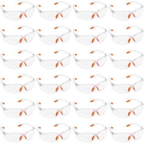 BUNTHAUS Lunettes de Protection Transparentes - Lot 24x Lunette de Protection Travail Bricolage Chantier Chimie Lycee - Surlunettes Verres Plastique Pont-de-Nez et Embouts Caoutchouc (1/4)