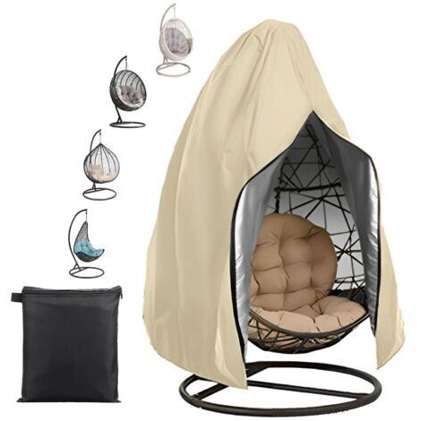 BUNTHAUS Housse de Chaise Suspendue Oeuf Suspendu Exterieur Jardin Bache de Protection 210D Oxford-Tissu Imperméable Anti-UV Housse de Protection Fauteuil Suspendu pour Patio (Beige,115x190cm)
