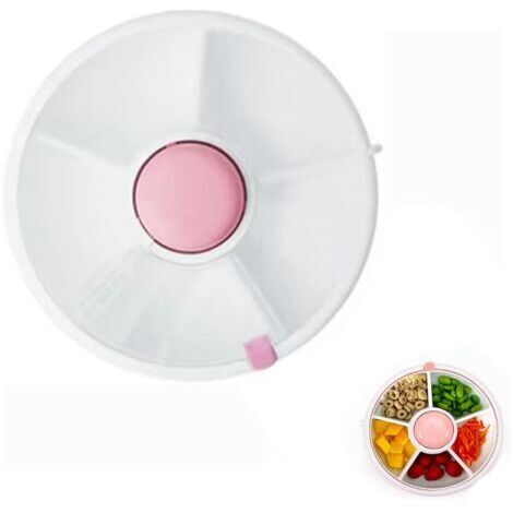 BUNTHAUS Boîte à goûter rotative pour enfants avec compartiments, boîte de rangement portable pour bonbons, graines et melons (rose)