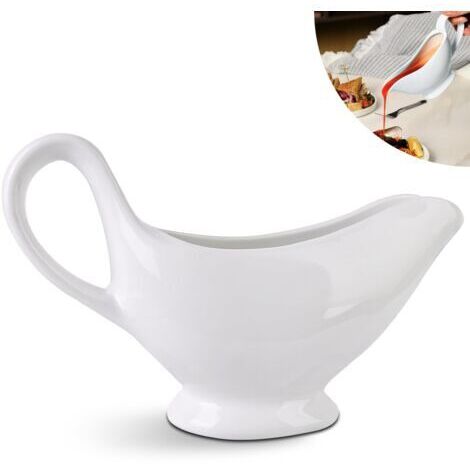 BUNTHAUS Saucière en Porcelaine 310 ml - Pot à Sauce Avec Anse, Récipient pour Vinaigrette, Crème, Bouillon de Lait - Design Élégant, Grande Poignée (1/5)
