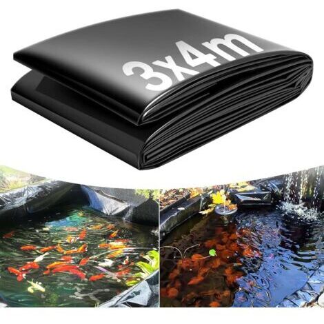 BUNTHAUS 3x4m Bache Bassin, Bâche Bassin Extérieur 0.2mm Epaisseur, Liner Bassin Jardin pour Bassins D'agrément, Bassin a Poisson, Cascade (1/5)