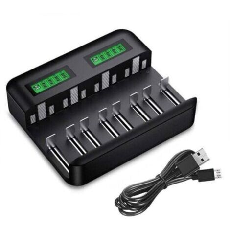 BUNTHAUS Chargeur de Piles Universel LCD, Chargeur de Piles Rechargeables pour AA/HR6, AAA/HR3, C/HR14, D/HR20 Ni-MH NiCD avec Entre Type C Micro USB, Chargeur 9008 avec Technologie Dtection de Piles (1/5)