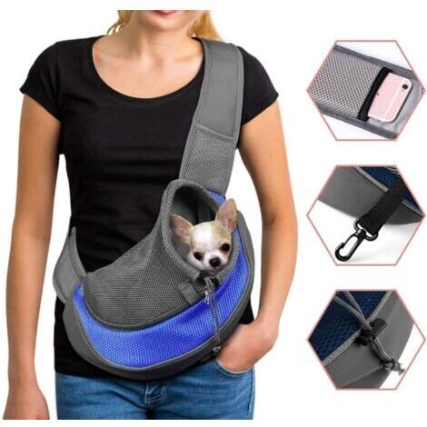 BUNTHAUS Sac de Transport Chien Sac à Bandoulière pour Chat Chiot Réglable Sac de Voyage pour Petits Animaux Sac à Main Chien avec Pochette en Filet Respirant Sacoche Chien Portable pour Marché Extéri