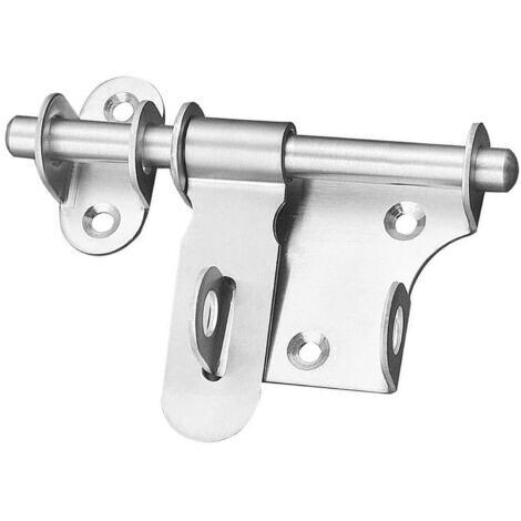 BUNTHAUS Loquet coulissant pour porte de cabanon, clôtures en bois, portes de grange, loquet de porte de jardin, loquet extérieur de 15 cm (argenté) (1/5)