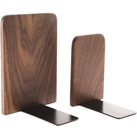 BUNTHAUS Serre Livre, cale Livre, Support de Serre-Livres en Noyer Noir pour étagères, Support de Rangement pour Organisateur de Serre-Livres antidérapant 17x13 cm pour la Maison, Le Bureau-AIMOONSA