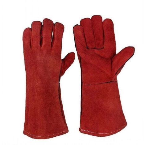 BUNTHAUS AIMOONSA Lourd Devoir Grand Cuir Rsistant Chaleur Rsistant Chaleur Doubl Gantelets de Soudeurs Gants pour Pole Bois Brleur Bches Barbecue, Gants de Jardinage pour Hommes