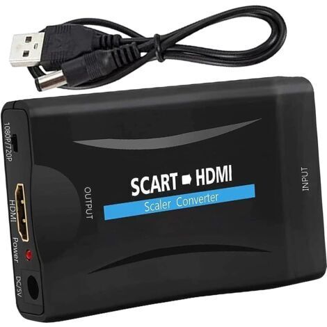 BUNTHAUS Scart vers Hdmi Convertisseur Péritel vers HDMI Adaptateur Péritel vers HDMI Scart to Hdmi Audio Vidéo Support HD 720p/1080p pour Proiettore Monitor HDTV STB VHS Xbox PS3 Sky Blu-ray Dvd Wii (1/5)
