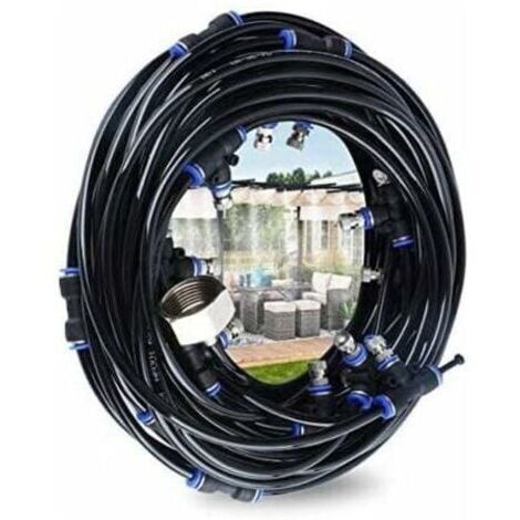 BUNTHAUS Brumisateur Exterieur,Systme de Brumisation,10M Brumisateur Terrasse avec 9 Buse Brumisateur +1 Buses de Rechange+1Adaptateur (en Laiton, 3/4\\\"),Brumisateur pour Patio Jardin Serre Trampoli (1/4)