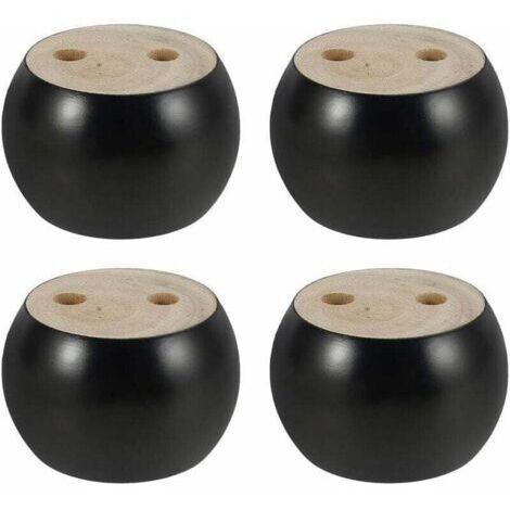 BUNTHAUS AIMOONSA Lot de 4 Pieds de Meubles en Bois Rond hauteu 5cm, pour canap, Lit, Fauteuil, Armoire, avec vis et Ruban (Noir) (1/5)