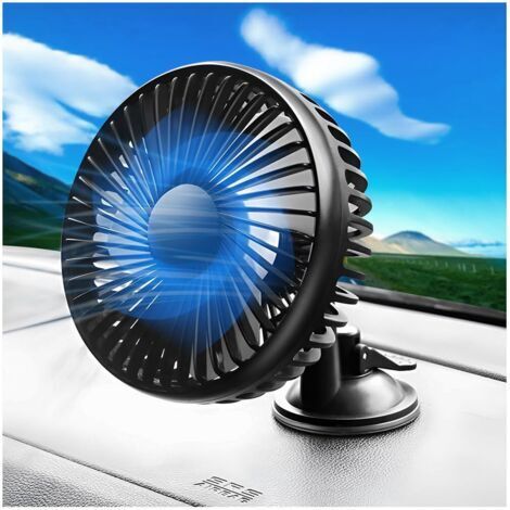 BUNTHAUS AIMOONSA Ventilateur Auto, 3 Niveaux De Vitesse Ventilateur De Refroidissement Avec Réglable à 360 °, Refroidissement Silencieux Ventilateur Portable, Pour Été Voiture SUV (Ventouses)