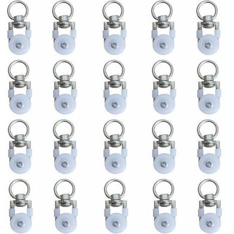 BUNTHAUS 20pcs Rouleaux de Rail de Rideaux,Rouleaux de Rail,Rouleaux de Tringle à Rideaux GlissièRes,Poulie Silencieuse,Rail de Rideaux FenêTre Double Rail Rouleau,pour Rails de Rideau de Windows (1/4)