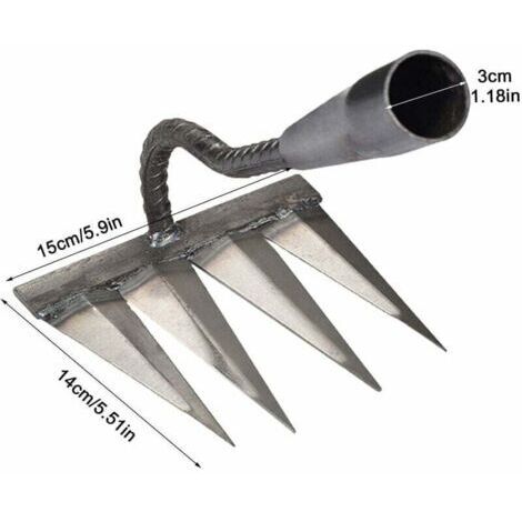 BUNTHAUS Râteau à chaume en métal pour jardinage, désherbage Râteau à dents en métal robuste, enlèvement de chaume, désherbage, râteau de surface, roche, gravier, râteau universel pour cultivateursQu (1/5)