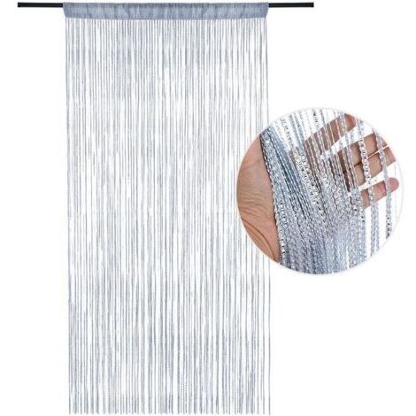 BUNTHAUS Rideau occultant moustiquaire pailleté 100 x 200 cm – En nylon et plastique – Pour portes et fenêtres – Installation facile sur tringle standard (1/4)