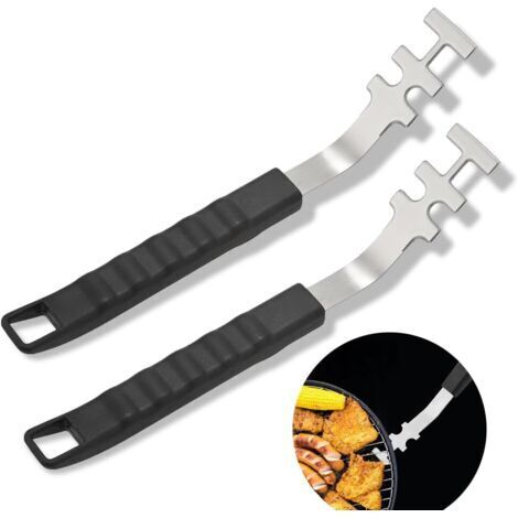 BUNTHAUS Lot de 2 grilles de Cuisson résistantes à la Chaleur,Anti-brûlure, Outils de Barbecue pour Le Camping,Retrait Facile, ustensiles de Cuisson,Matériau Acier Inoxydable, Schwarz (1/4)
