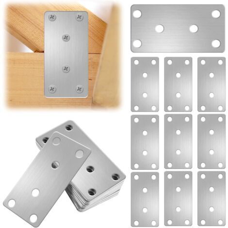 BUNTHAUS Plaques D'assemblage Perforée Plates, 10 Pièces Plaques Equerre en Acier Inoxydable, Connecteurs Plats de Fixation et Réparation, Connecteur Plaques Metal (80 x 40 x 2mm)