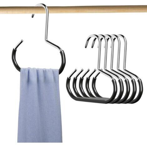 BUNTHAUS Lot de 6 Porte Foulard,Range Ceinture pour Garde Robe,Antidérapants Porte Cravate,Cintres en Métal pour Chapeaux,Organisateur de Placard pour Echarpes,Chapeaux,Cravates,Ceintures (Noir) (1/4)