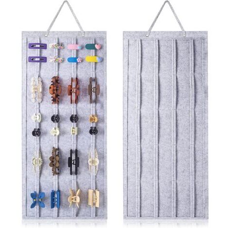 BUNTHAUS Rangement pour barrettes à cheveux - Organisateur de pinces - Support de rangement - Accessoires pour cheveux (gris) (1/4)