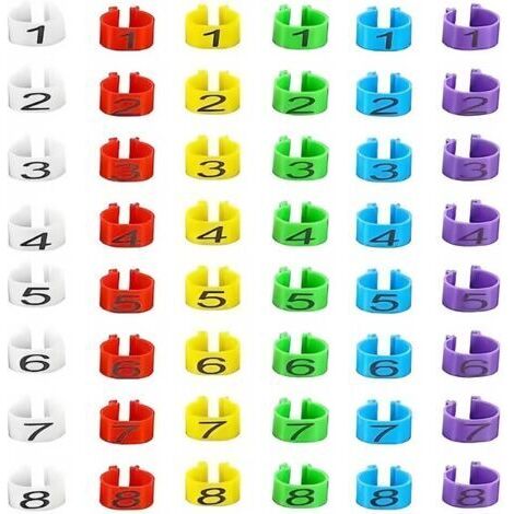 BUNTHAUS 48 pcs bague Poule Anneaux de Jambe d'Identification, anneaux de jambe multicolores pour identification de poulet, Clip numéroté sur volaille, Bague pour Poule, Pour fowl, canard, oie (16mm)
