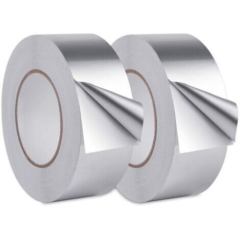 BUNTHAUS Ruban Adhésif Aluminium,Aluminium Bande d'étanchéité, scotch aluminium etanche, Pour cuisine, salle de bain, électricien, surface métallique, 20m30mm (2 rouleaux, argent) (1/4)