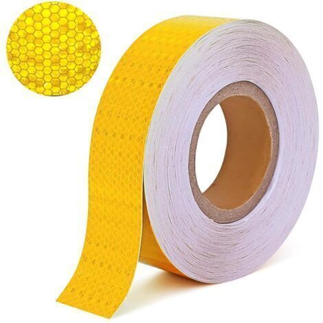 BUNTHAUS Bande Reflechissante Autocollante,25M x 5CM Bande Auto Adhesive,Haute Résistance Catadioptre Adhesif,Imperméable Scotch Fluorescent,pour Vélo,Voiture,Poussette,Moto (Jaune) (1/3)