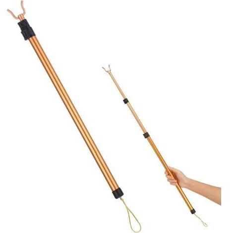 BUNTHAUS Rétractable Longue Perche avec Crochet Placard Atteindre Pôle Télescopique Vêtement Pôle Vêtements Cintre Détachable Réglable Placard Pôle Corde À Linge Accessoire