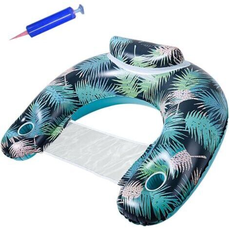 BUNTHAUS Bouée Piscine Adulte,Fauteuil Gonflable Piscine,Flotteur Piscine Gonflable avec Porte-Gobelet et Poignées, Géante Piscine Gonflable Adulte,Hamac à Eau pour Piscines
