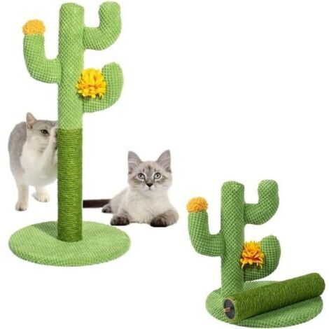 BUNTHAUS Cactus Griffoir pour Chat, Poteau en Corde de Tissu Résistant Jute Naturel, Grattoir Base Stable pour Chatons et Chats Adultes d'Intérieur 60 x 30 cm (1/4)