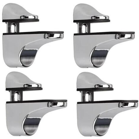 BUNTHAUS Support D'étagère en Verre Réglable, 4 Pcs Support D'étagère en Verre, Pince en Verre à Fixation Murale, Support pour Étagères en Verre, pour Tablette Verre (1/4)