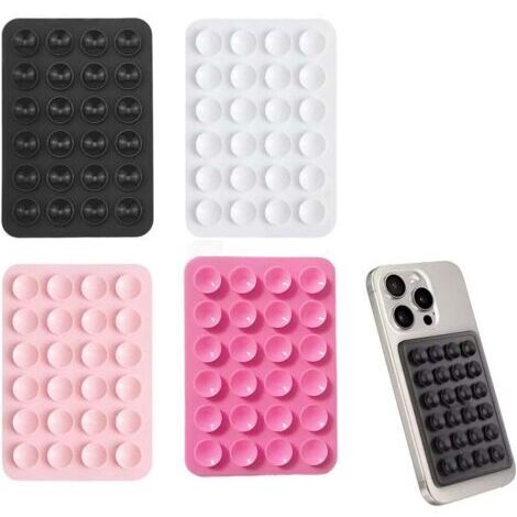 BUNTHAUS Lot De 4 Pièces Coque Ventouse En Silicone (Noir/Blanc/Rose/Rose Clair), Support Téléphone Portable Pour Selfies, Vidéos Et Recharge Mobil (1/4)