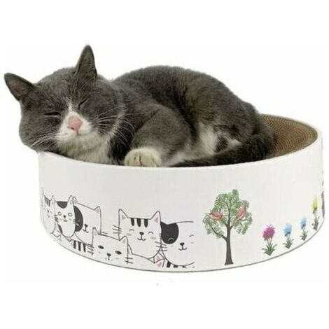 BUNTHAUS Grattoir Chat Carton, Griffoir pour Chat Rond Papier Ondulé, Multifonction Haute Densité Chat Scratcher Carton Recyclable Scratching Pad, Jouet Grattoir pour Chat (1/4)
