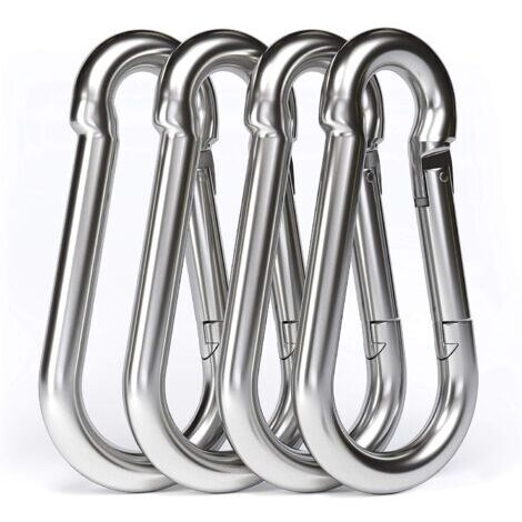 BUNTHAUS 4PCS - M10 Mousqueton en Acier Inoxydable 304 - Grand Mousqueton INOX 100mm de Fixation Capacité, Crochet Mousqueton Hamc Balancoire - 100mm x φ10 mm (1/4)